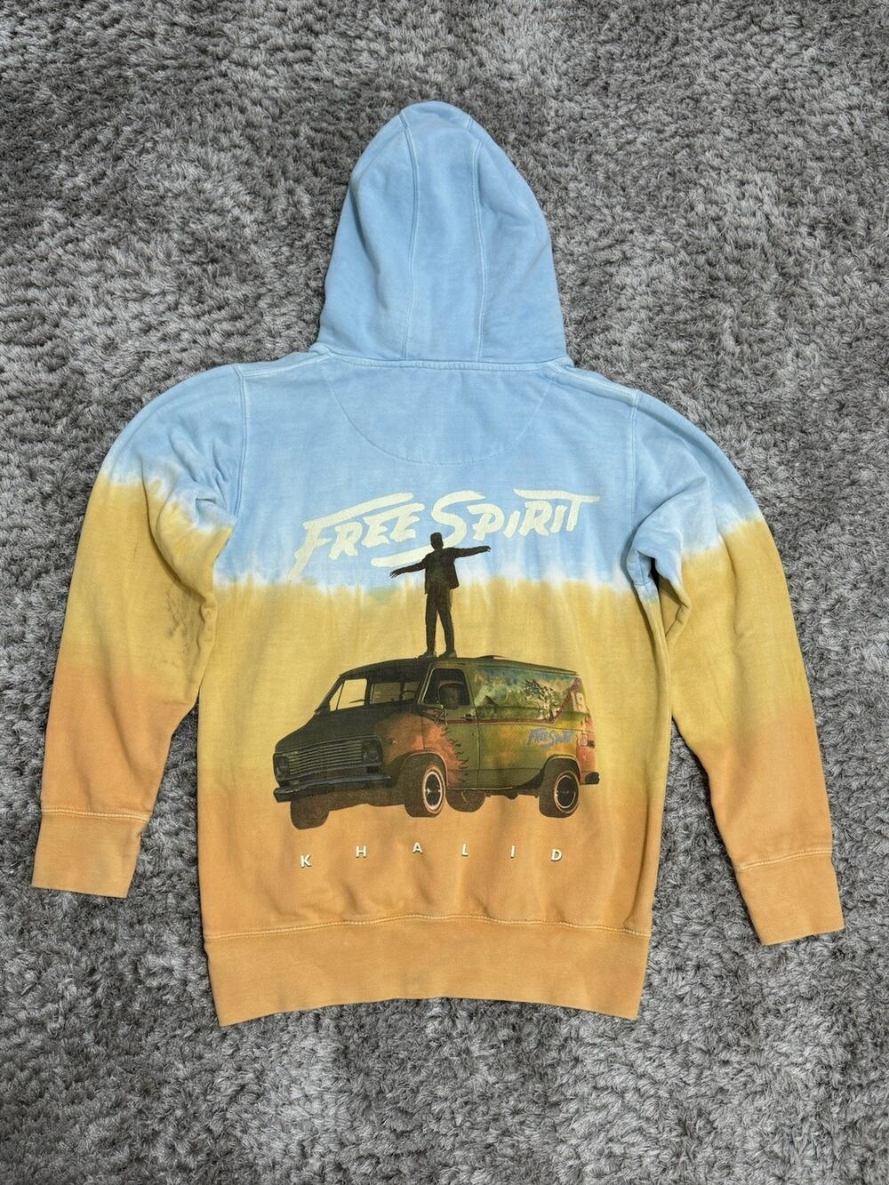 Khalid Free Spirit Album Merch Tie Dye Sunset Hoodie Graphic Tour Unisex Size S